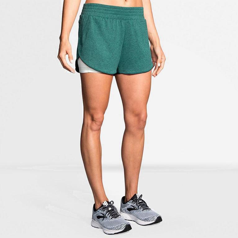 Brooks Rep 3 2-In-1 - Pantalones Cortos Mujer - Verde (VYGN-68390)